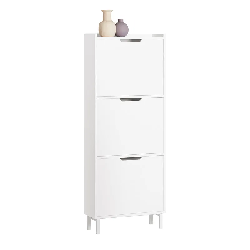SoBuy FSR151-H-W Zapatero Estrecho con 3 Solapas Blanco