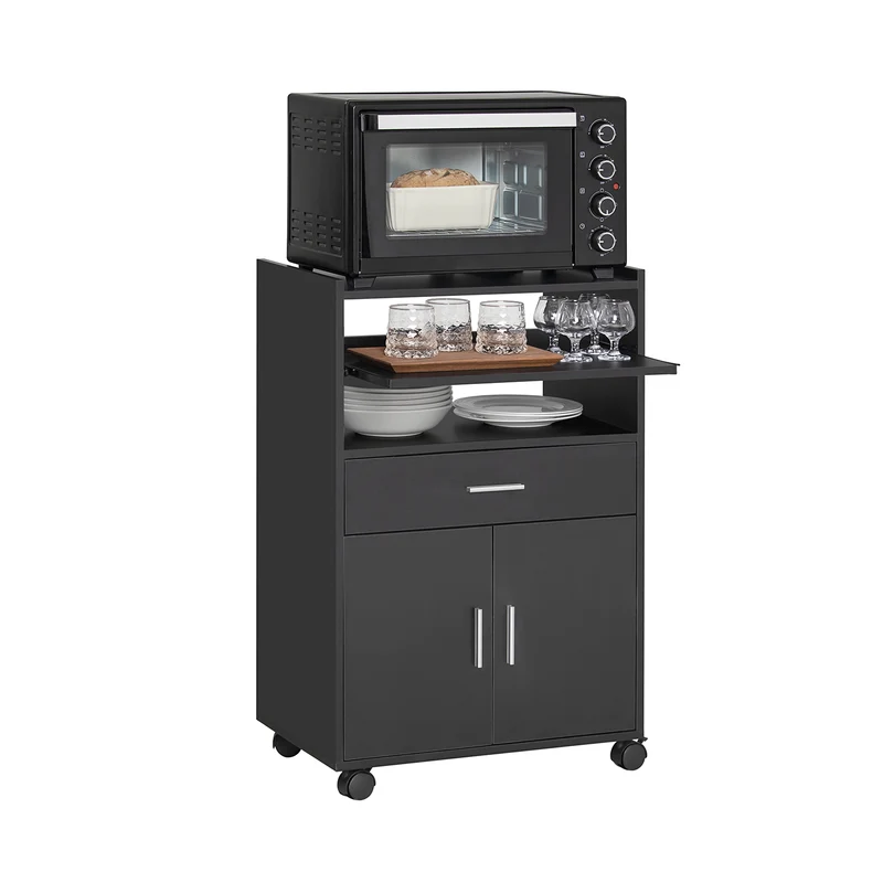 SoBuy FSB09-SCH Aparador Auxiliar de Cocina con ruedas Negro