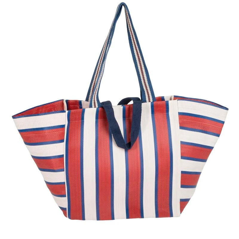 BOLSO PLASTICO RECICLADO DOBLE ASA RAYAS