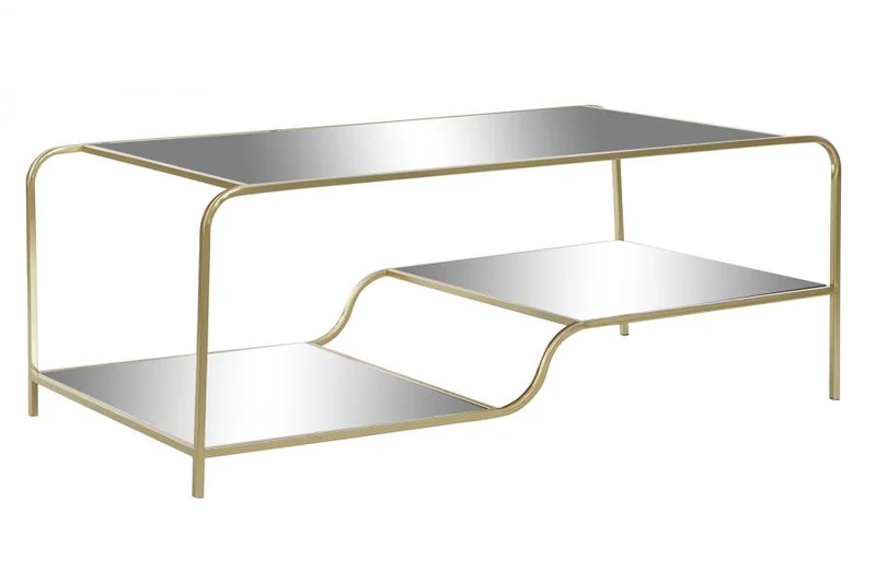 MESA CENTRO METAL ESPEJO 120X60X45 MATE DORADO