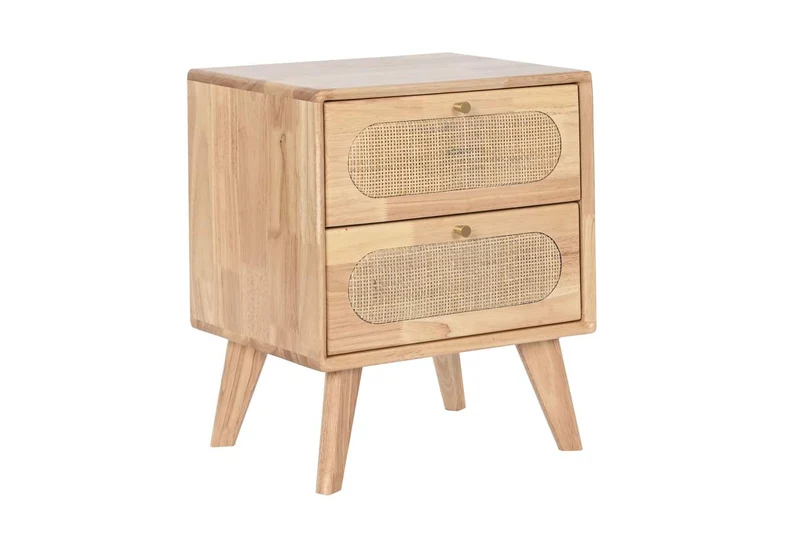 MESITA DE NOCHE RUBBERWOOD RATAN 40X30X48 NATURAL