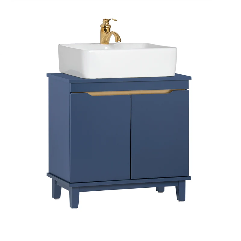 SoBuy BZR113-B Armario para Debajo del Lavabo 2 Puertas Azul