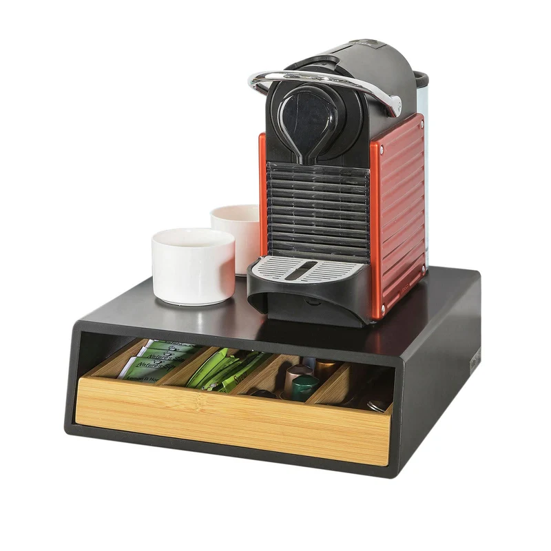 SoBuy FRG280-SCH Soporte para cápsulas de café con un cajón Negro