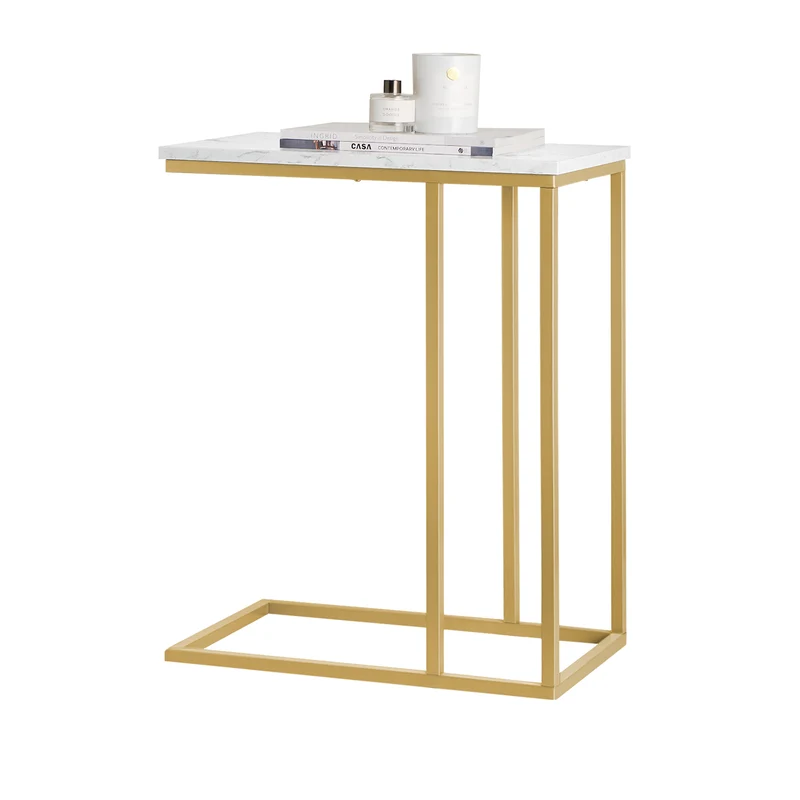 SoBuy FBT87-G Mesa Auxiliar Dorado