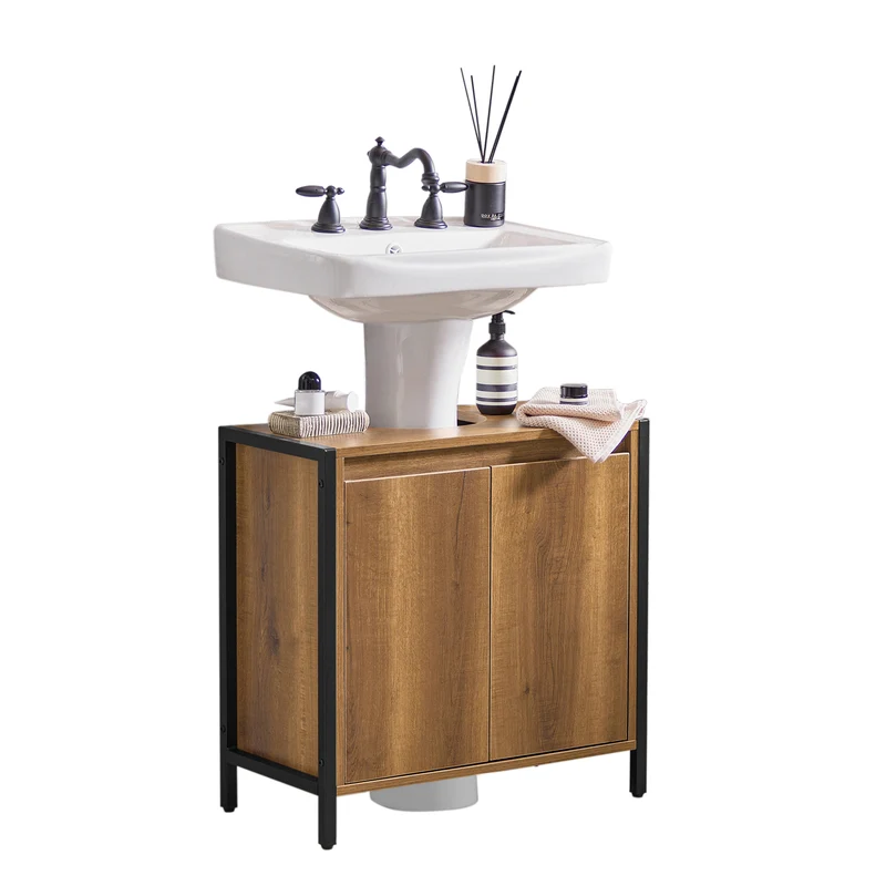 SoBuy BZR63-II-PF Armario para debajo del Lavabo 1 Estante y 2 Puertas