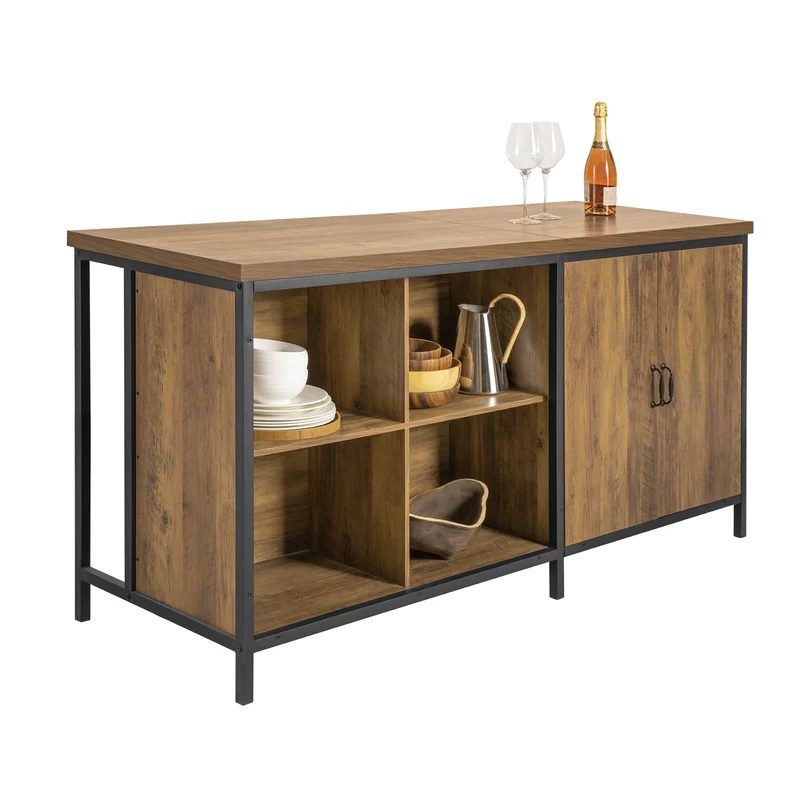 SoBuy KNL01-F Aparador Buffet Industrial 170cm con 4 Cubos y 2 Puertas