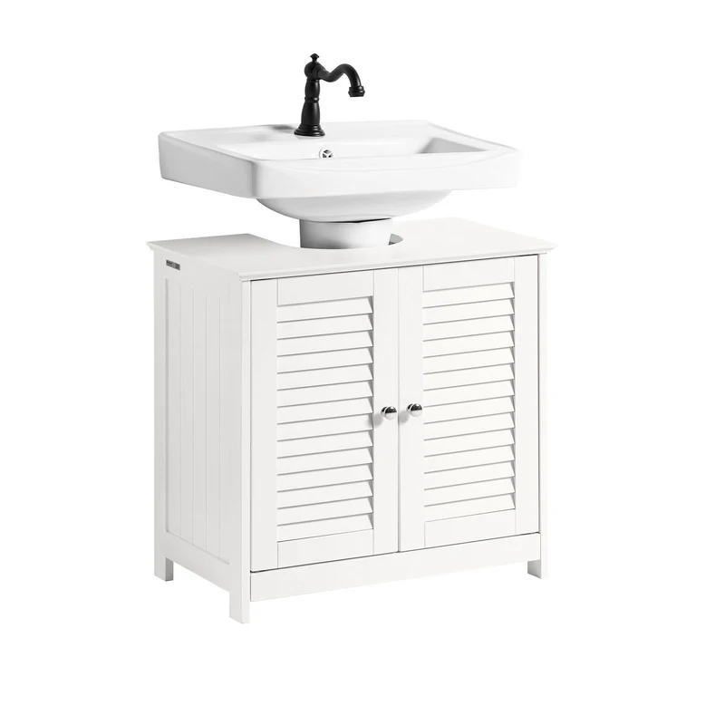 SoBuy FRG237-II-W Armario para Debajo del Lavabo 2 Estante y 2 Puertas Blanco