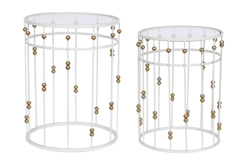 MESITA AUXILIAR SET 2 METAL CRISTAL 42X42X55 38X50