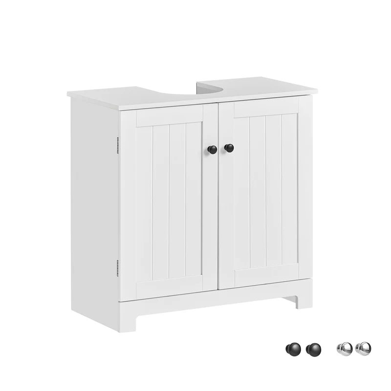 SoBuy BZR18-II-W Armario Lavabo con pedestal Armario de baño hasta el suelo Blanco