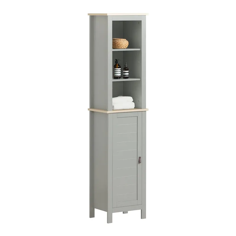 SoBuy BZR68-HG Armario Alto baño con 3 Estantes y 1 Puerta