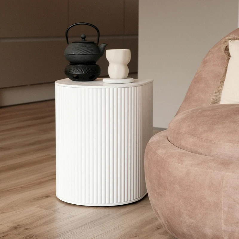 Duna Side Table with Storage · White