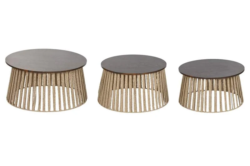 MESA CENTRO SET 3 FIBRA MDF 66X66X34 MARRON