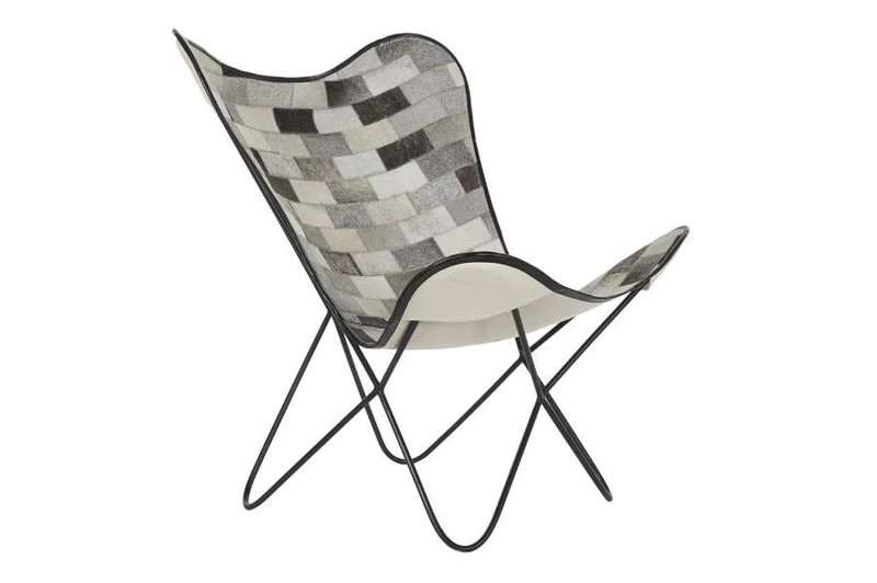 SILLA METAL 74X70X90 SILLA METAL PIEL MARIPOSA