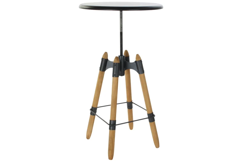 MESITA AUXILIAR METAL MADERA 60X60X105 REGULABLE