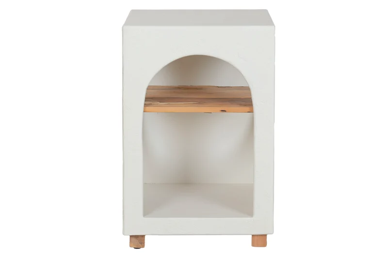 MESITA AUXILIAR MADERA 40X40X60 HORMIGON BLANCO