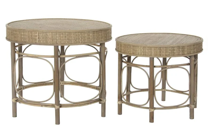 MESITA AUXILIAR SET 2 RATAN 61X61X52 50X43 NATURAL