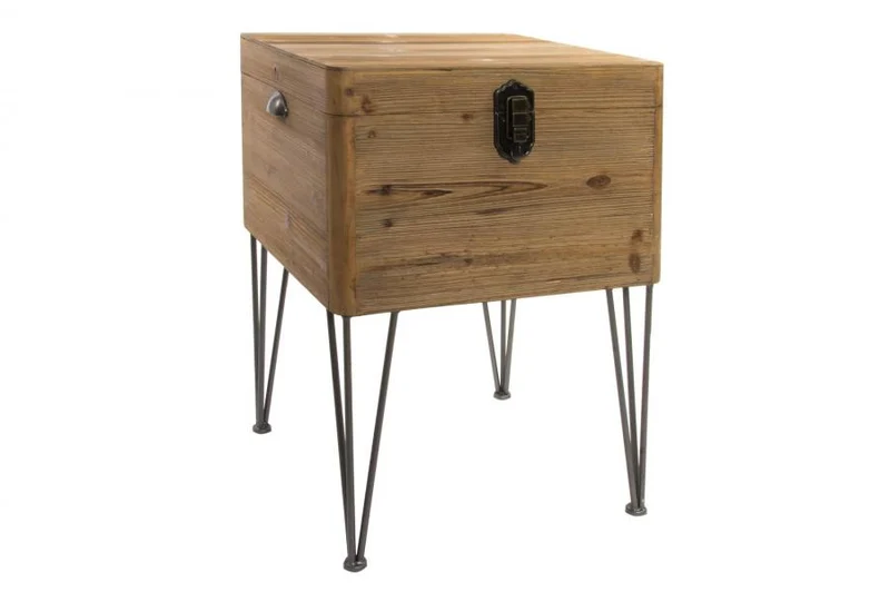 MESITA AUXILIAR MADERA METAL 49X51X74 BAUL NATURAL