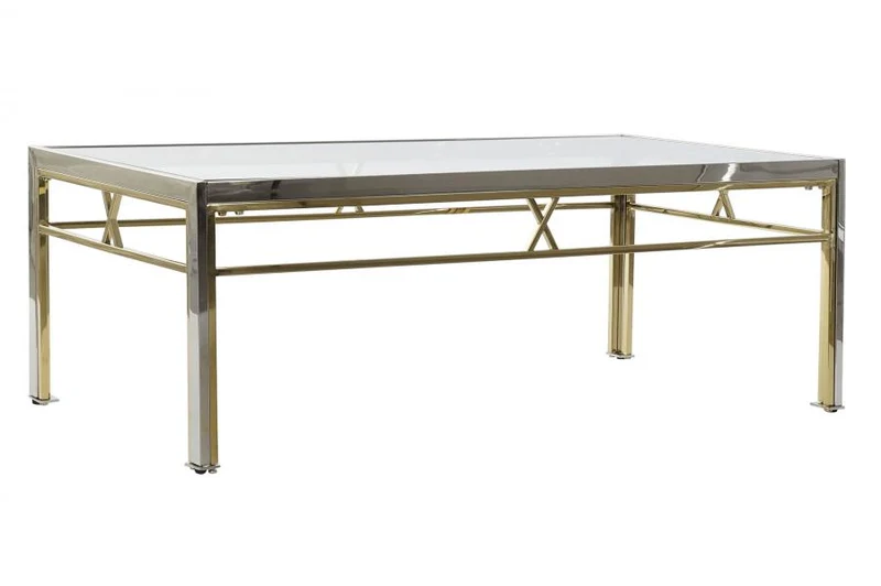 MESA CENTRO ACERO CRISTAL 110X60X40 PLATEADO