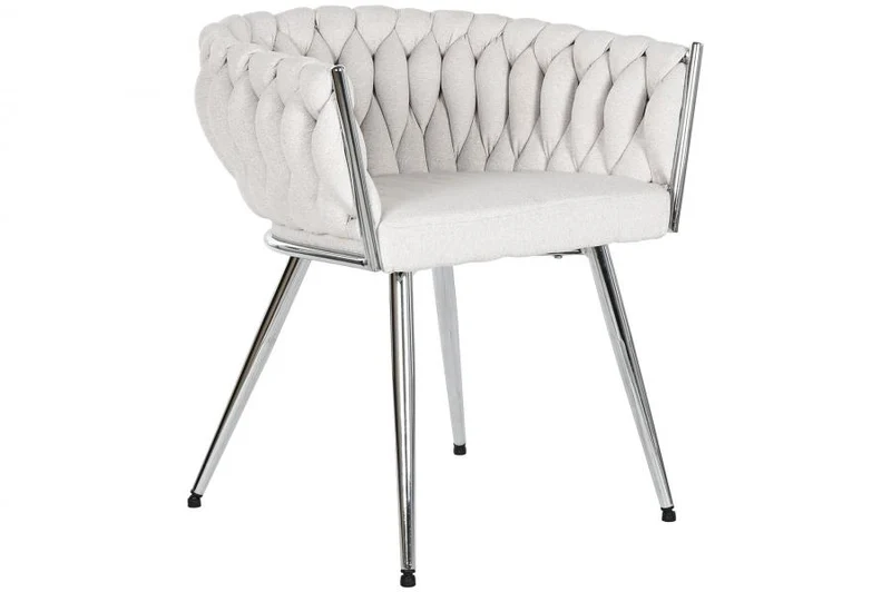 SILLA POLIESTER METAL 48X41,5X76 TRENZADA BEIGE