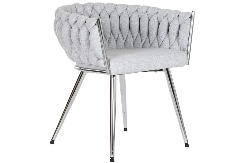 SILLA POLIESTER METAL 48X41,5X76 TRENZADA GRIS