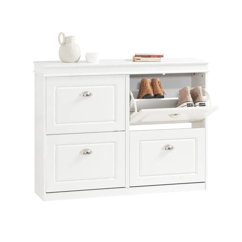 SoBuy FSR79-W Zapatero con 4 Puertas Fondo 24cm Blanco