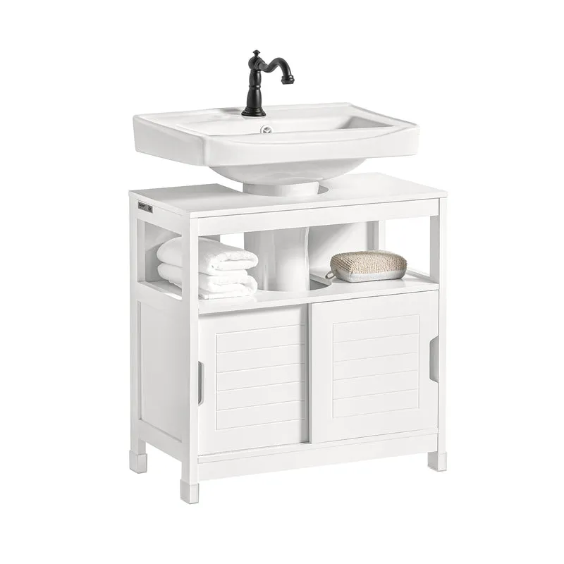SoBuy FRG128-II-W Mueble para debajo del Lavabo con 1 Estante y 2 Puertas Blanco