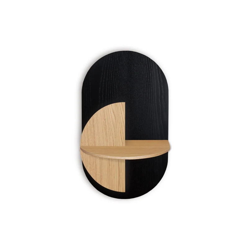 Alba Slim Floating Bedside Table · Black Oval