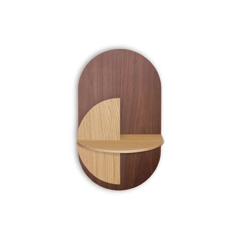 Alba Slim Floating Bedside Table · Walnut Oval