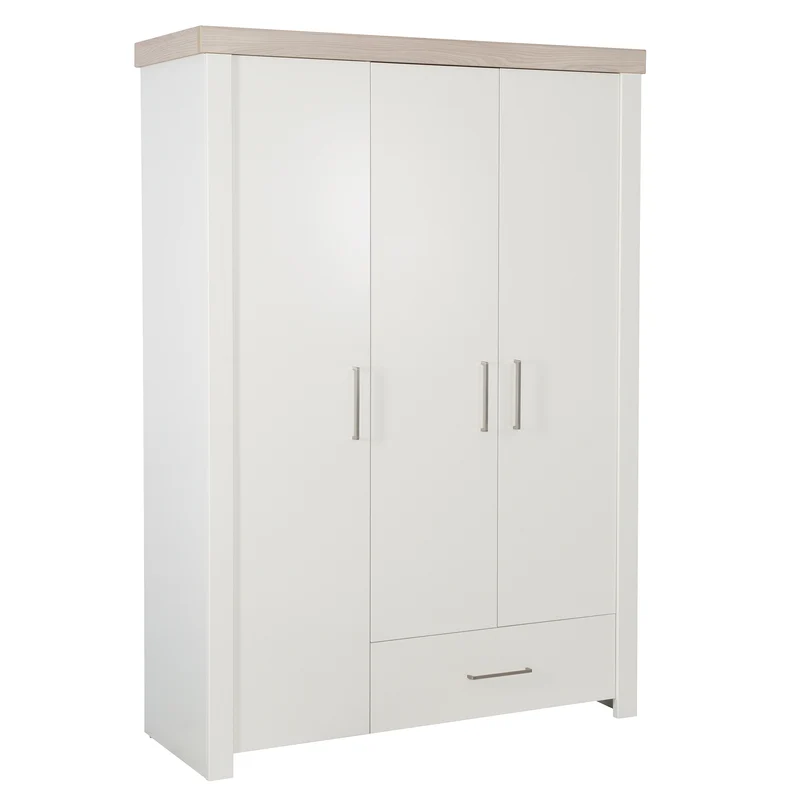 Kleiderschrank 'Lucy' 3-trg, Korpus weiß, Kranz in 'Luna Elm'