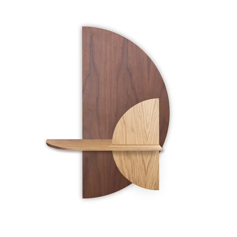 Alba Floating Wall Shelf DUO · Walnut Semicircle