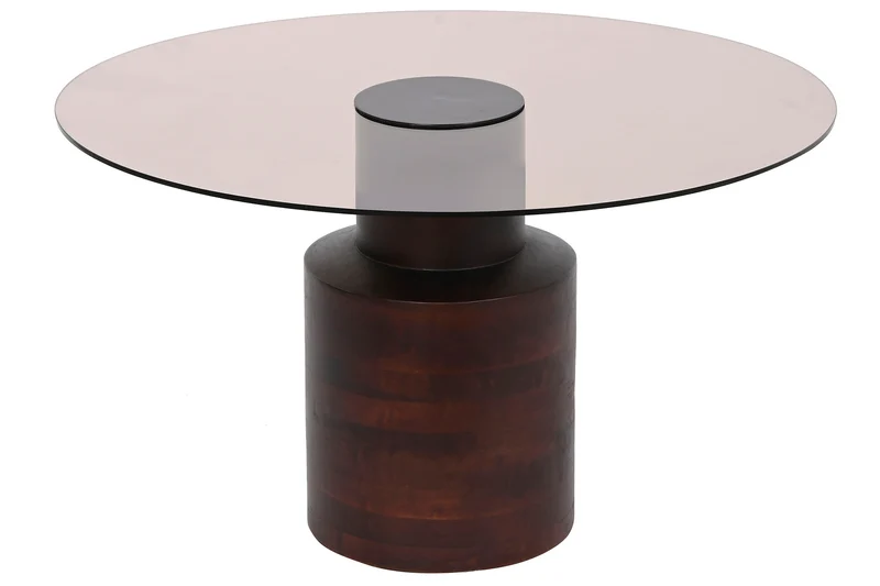MESA CENTRO CRISTAL MANGO 80X80X40 MARRON OSCURO