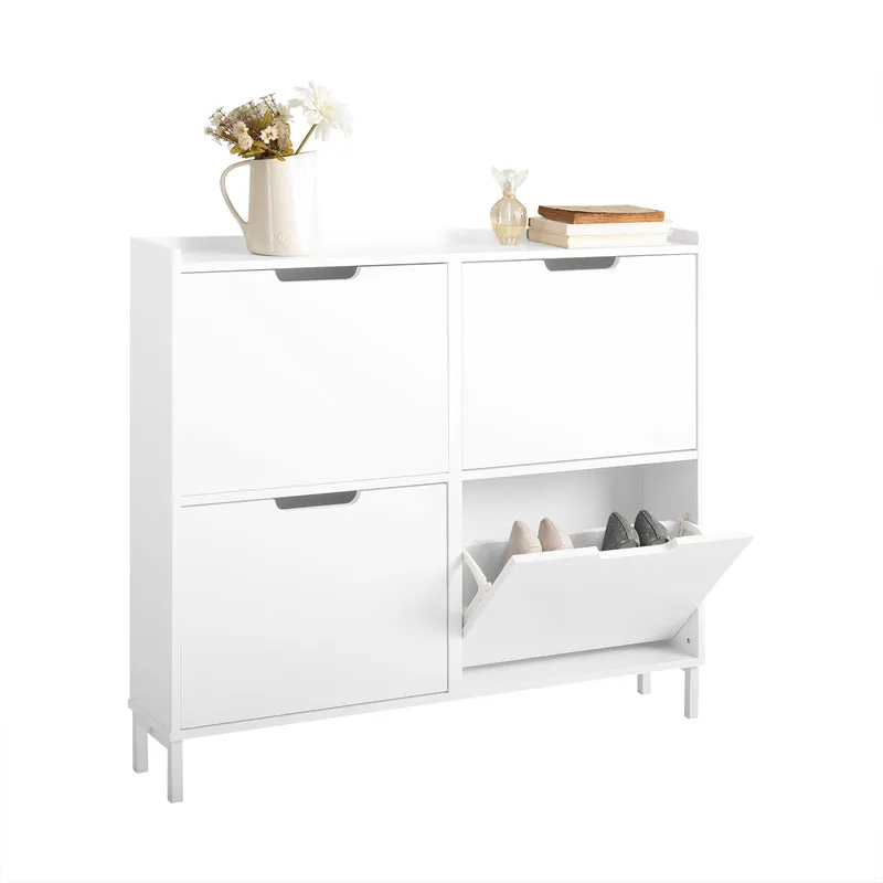 SoBuy FSR100-W Zapatero con 4 solapas 100 x 19 x 91 cm Blanco