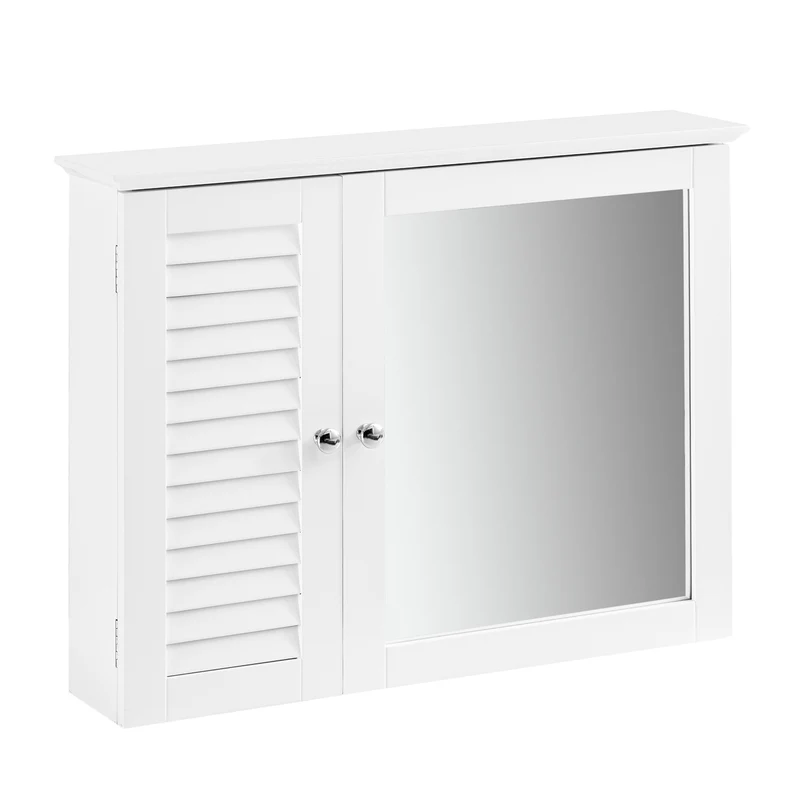 SoBuy BZR55-W Mueble de Pared con Espejo Blanco