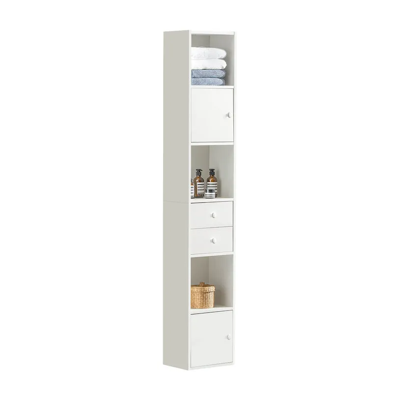 SoBuy STR10-W Armario de Baño con 2 Puertas y 2 cajones