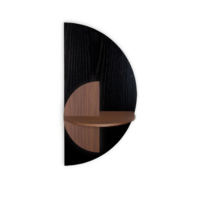 Alba Slim Floating Bedside Table DUO · Black Semicircle