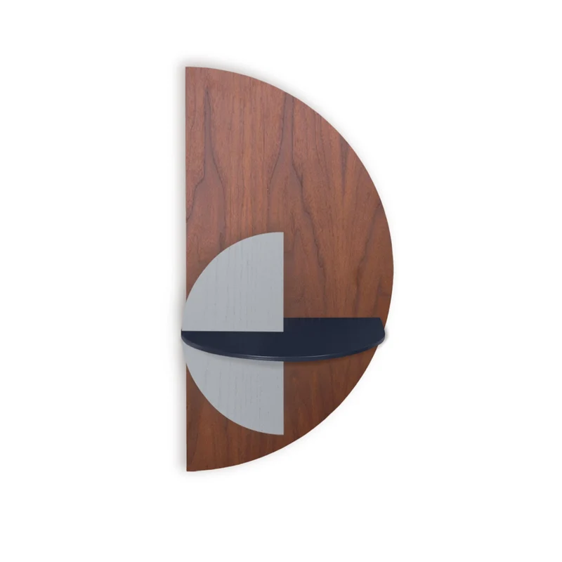 Alba Slim Floating Bedside Table DUO · Walnut Semicircle