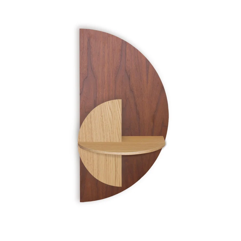 Alba Slim Floating Bedside Table · Walnut Semicircle
