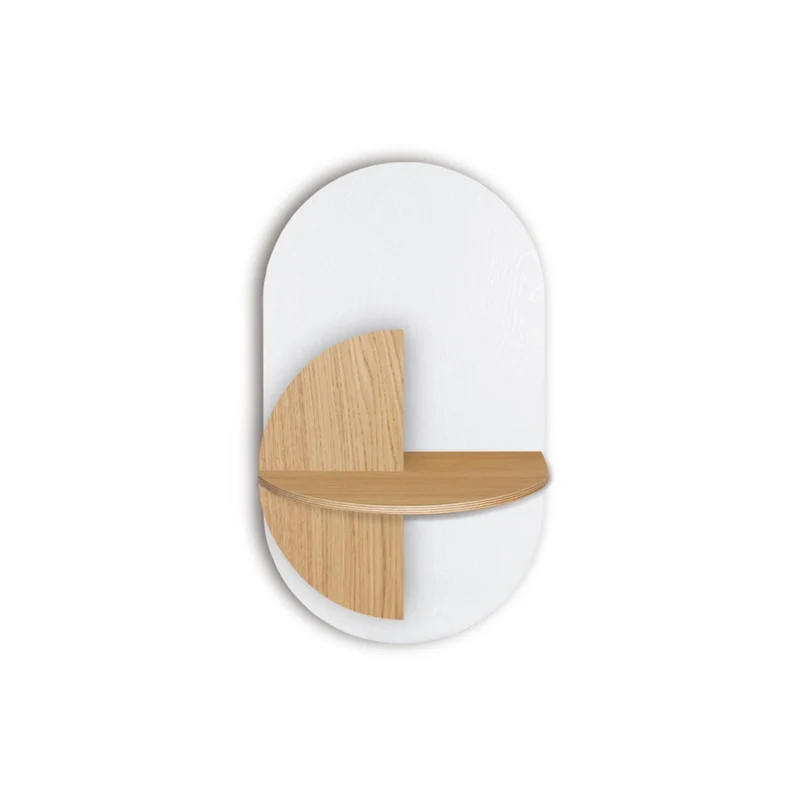 Alba Slim Floating Bedside Table · White Oval