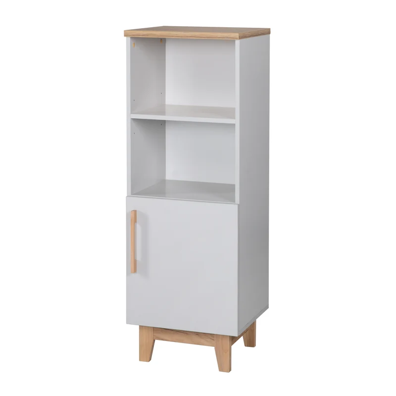 Standregal 'Caro', aus Holz für Baby- & Kinderzimmer, Soft-Close-Technik, Lichtgrau / Goldeiche