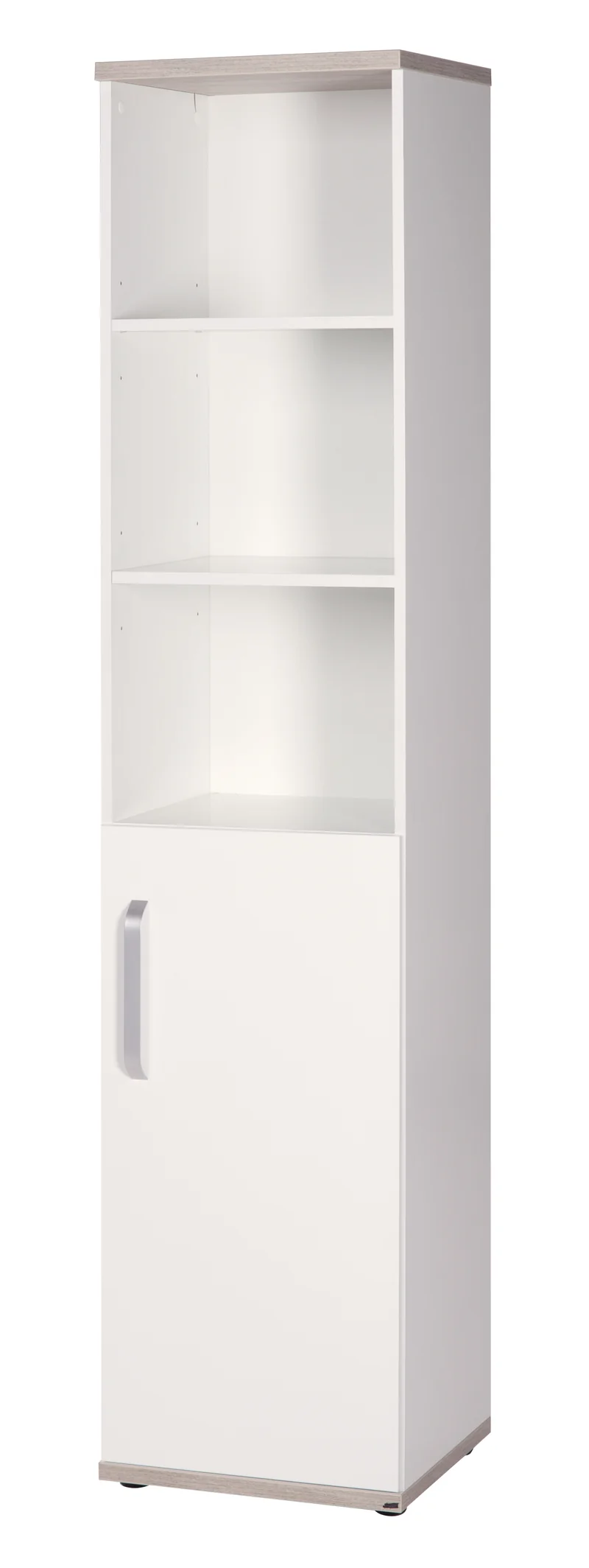 Standregal 'Moritz', Korpus & Fronten weiß, Dekorelemente 'Luna Elm', für Baby- & Kinderzimmer