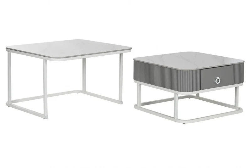 MESA CENTRO SET 2 PIEDRA SINTERIZADA 70X70X45