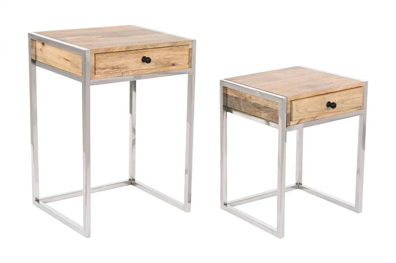 MESITA AUXILIAR SET 2 MANGO 45,5X41X66,5 CON CAJON