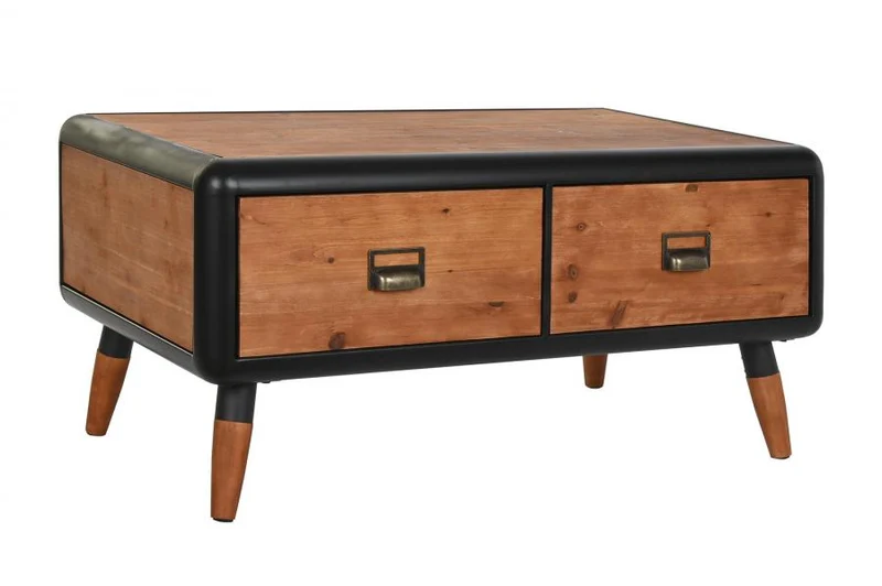 MESA CENTRO ABETO METAL 97X56X45 MARRON OSCURO
