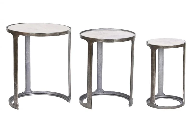 MESITA AUXILIAR SET 3 MARMOL 45,5X45,5X56 PATINADO