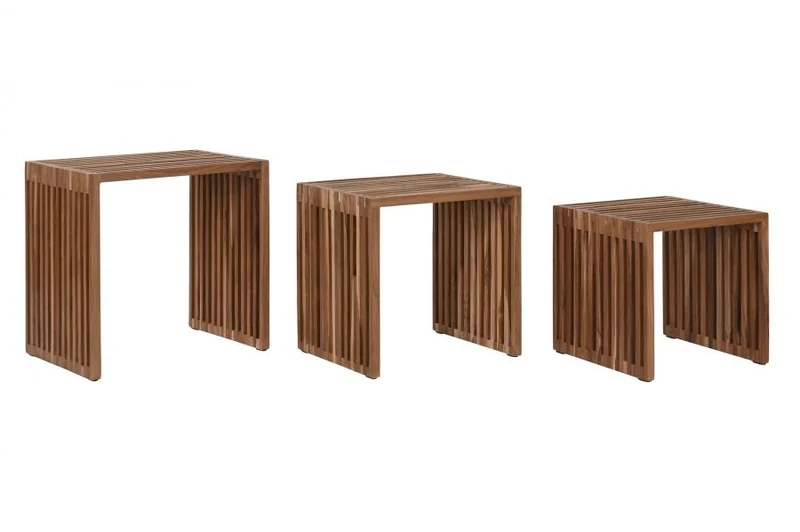 MESITA AUXILIAR SET 3 TECA 40X40X40 NATURAL