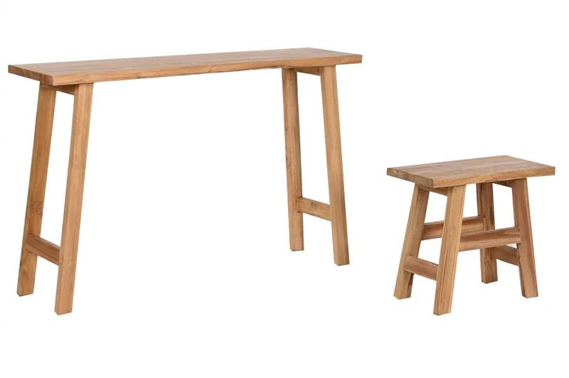 CONSOLA SET 2 TECA 120X30X76 MESITA NATURAL