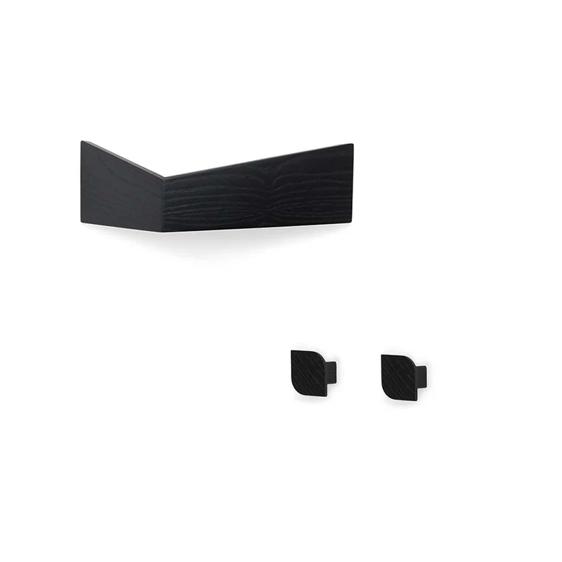 Pelican S Wall Shelf and two Cielo Wall Hooks · Black