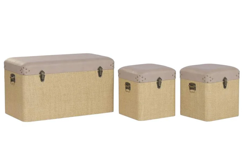 BAUL SET 3 PU MADERA 80X40X44 MARRON