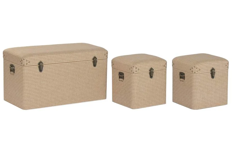 BAUL SET 3 POLIESTER MADERA 80X40X44 NATURAL
