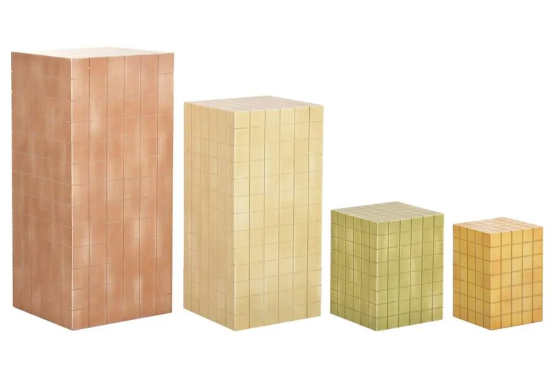 PEDESTAL SET 4 MADERA DM 45X45X100 MOSAICO